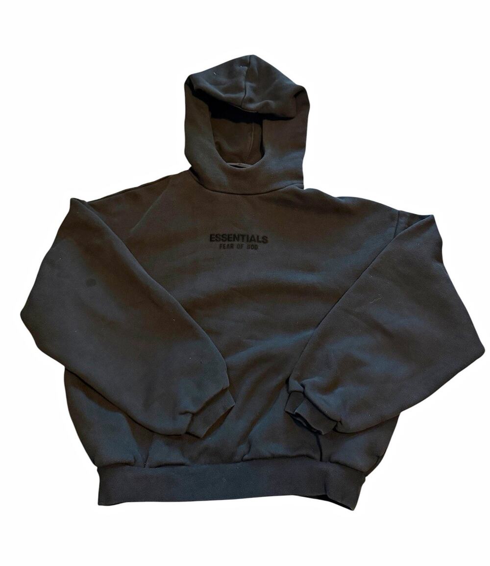 Authentic Fear of God FOG Essentials Kids Youth Black Pullover Hoodie Sweatshirt